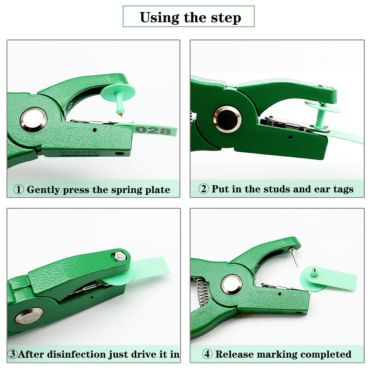 Livestock Animal Ear Tagging Pliers 50*18mm, Tags With Plier(green,m)
