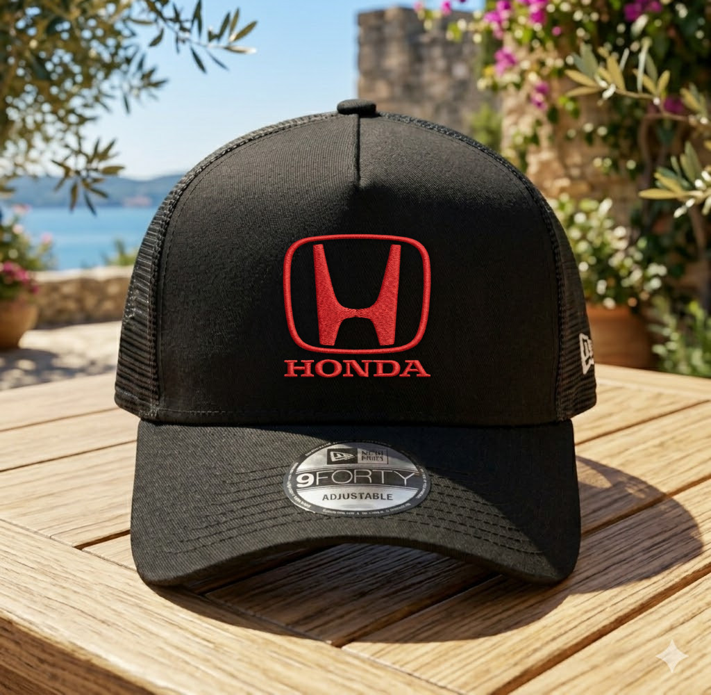 Honda Red Logo Trucker Hat Embroidered Mesh Adjustable Cap