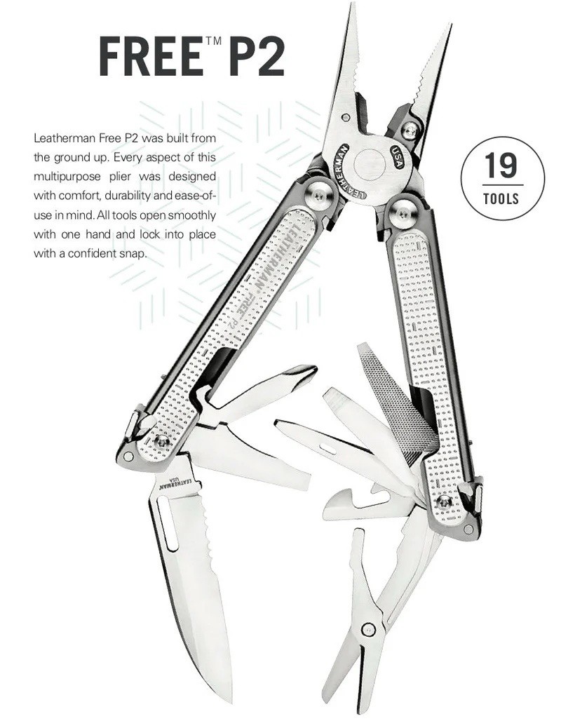 Leatherman FREE P2 Multi-Tool 19 Tools Stainless Steel 4.25in MPN 832638