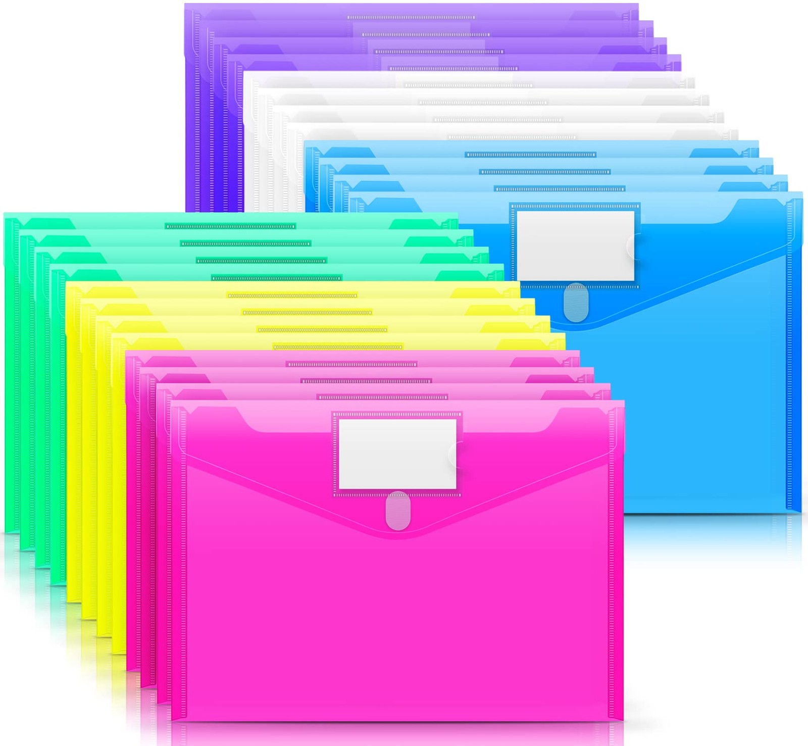 24 Pack File Folders, Clear Poly Envelopes Plastic Folders, Folder for Docume...
