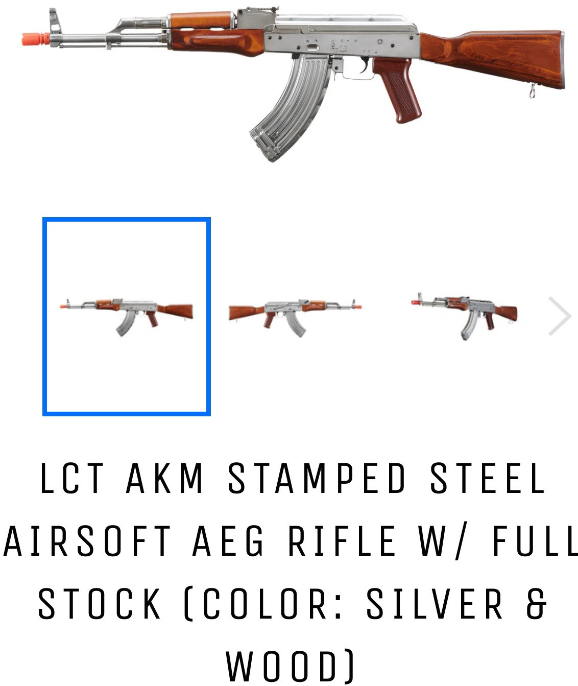 LCT AKM AK47 Stamped Steel AEG (silver And Real Wood)