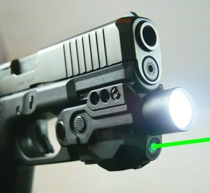 TACTICAL GREEN LASER LIGHT COMBO LED PISTOL GUN STROBE RECHARGEABLE BATTERY FL-8