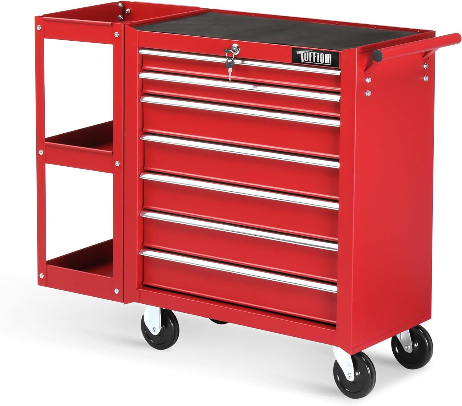 7-Drawer Rolling Tool Chest Tool Box Tool Cabinet with Lock & Key & Side Shelves