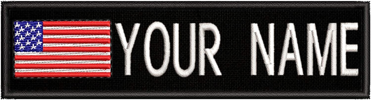 AMERICAN FLAG NAME PATCH CUSTOM YOUR NAME Personalized Name Tag EMBROIDERED IRON