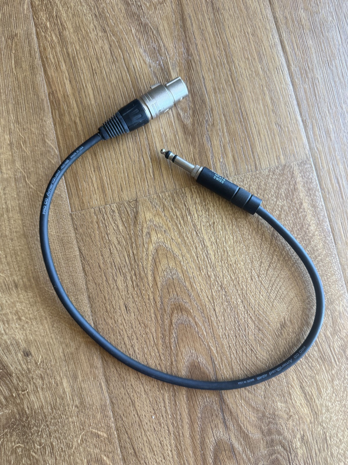 Neurtik NP3TB Connecter with Female XLR Connector Cable 2 FT Excellent Condition