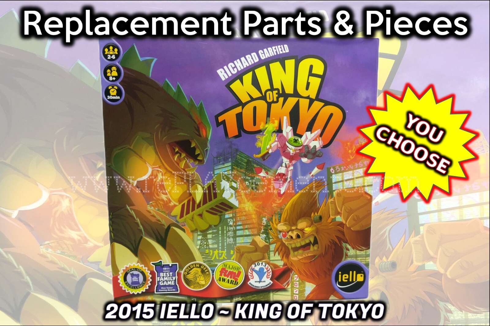 King Of Tokyo Board Game 2015 1st Ed IELLO Replacement Parts/Pieces ~ YOU CHOOSE