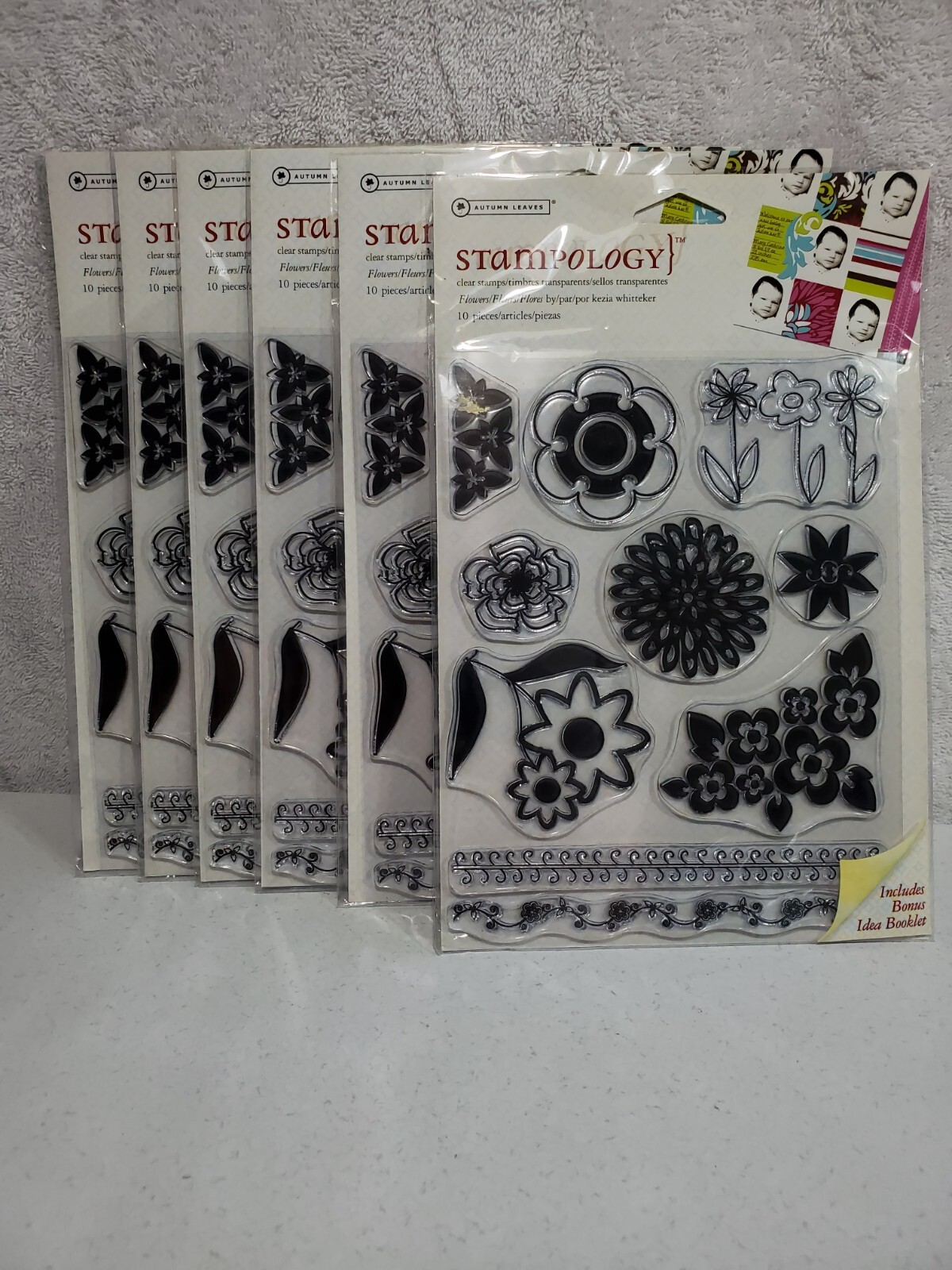 Lot Of 6 Stampology "Flowers" Clear 12 stamps Scrapbooking Bonus Idea Booklet