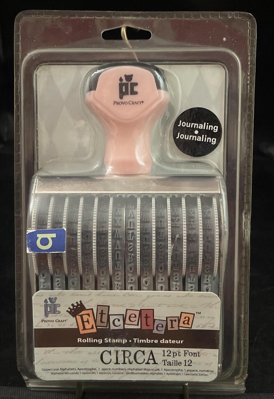 NEW Provo Craft Etcetera Rolling Stamp, Titling, CIRCA 12 pt Font 24-8064 Pink