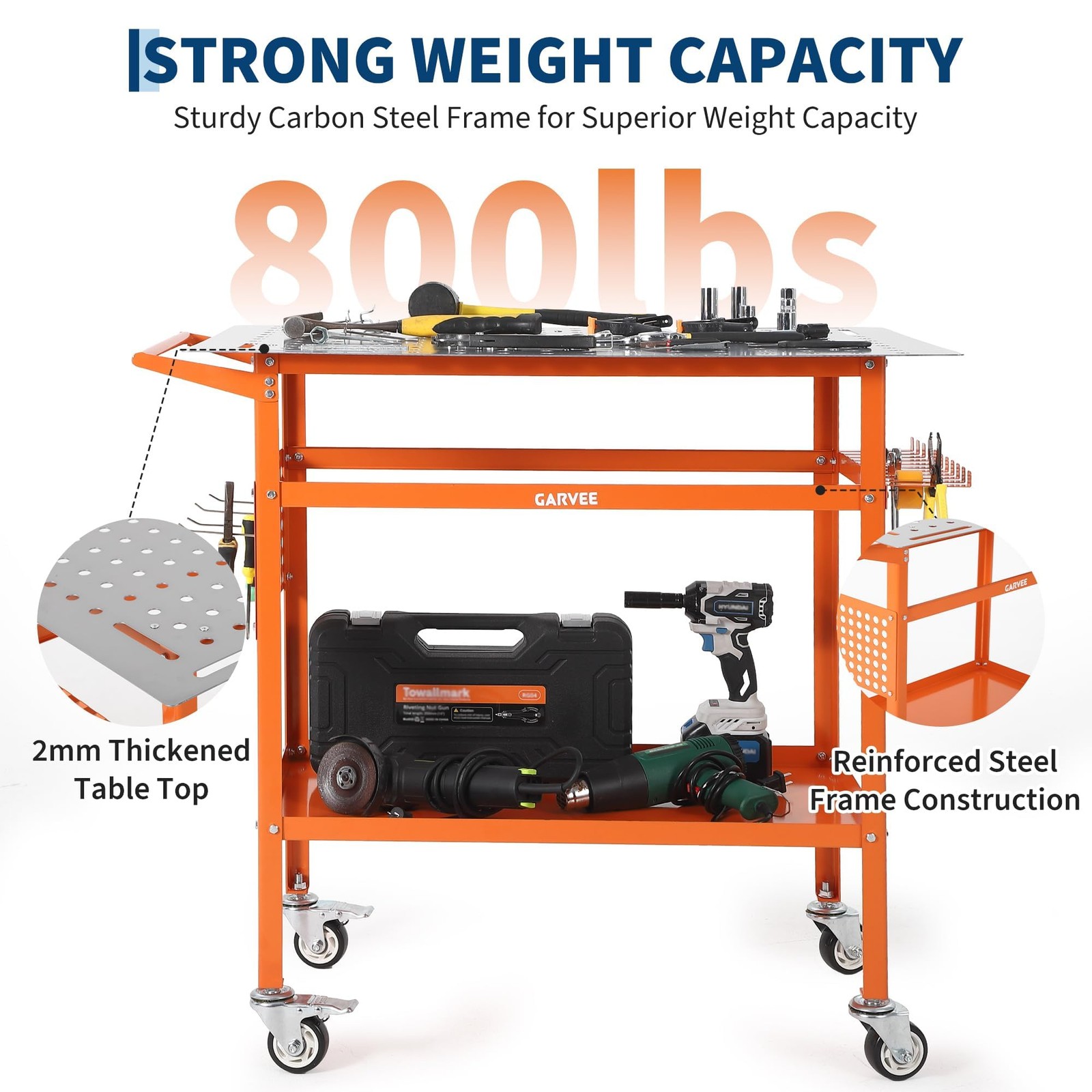 36'' x 24'' Welding Table 800lbs Steel Portable Rolling Welding Workbench Table