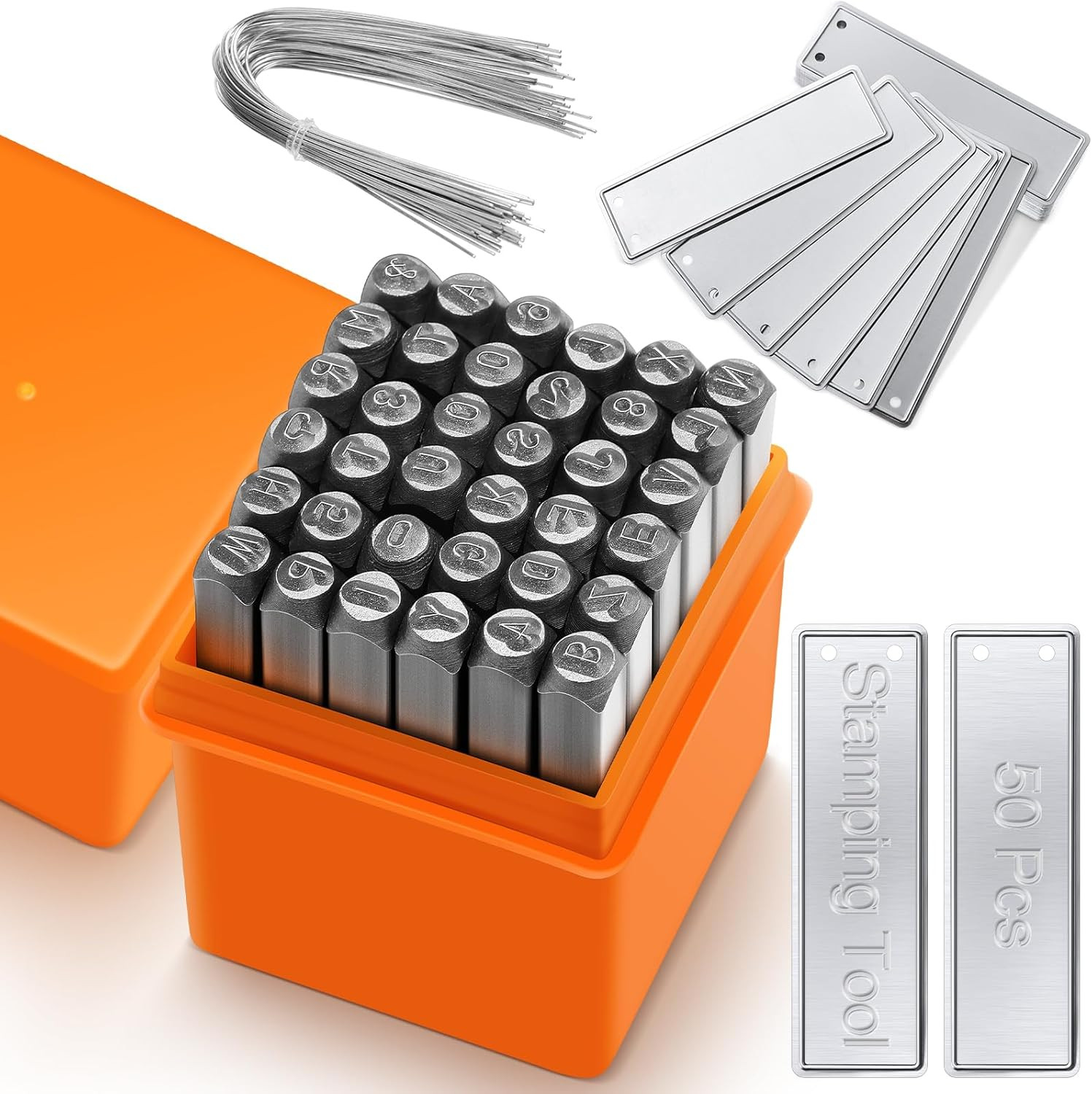 86 Pcs Steel Metal Stamping Set 1/8''(3Mm) with Aluminum Plant Label, Steel Numb