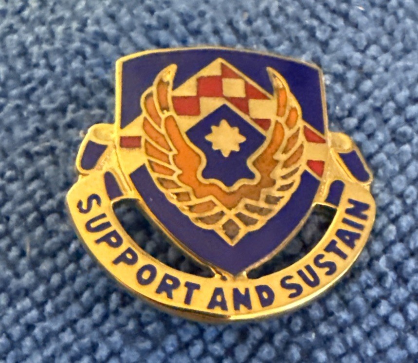 Army crest DUI DI CB clutchback  AVIATION LOGISTICS SCHOOL Pin D20