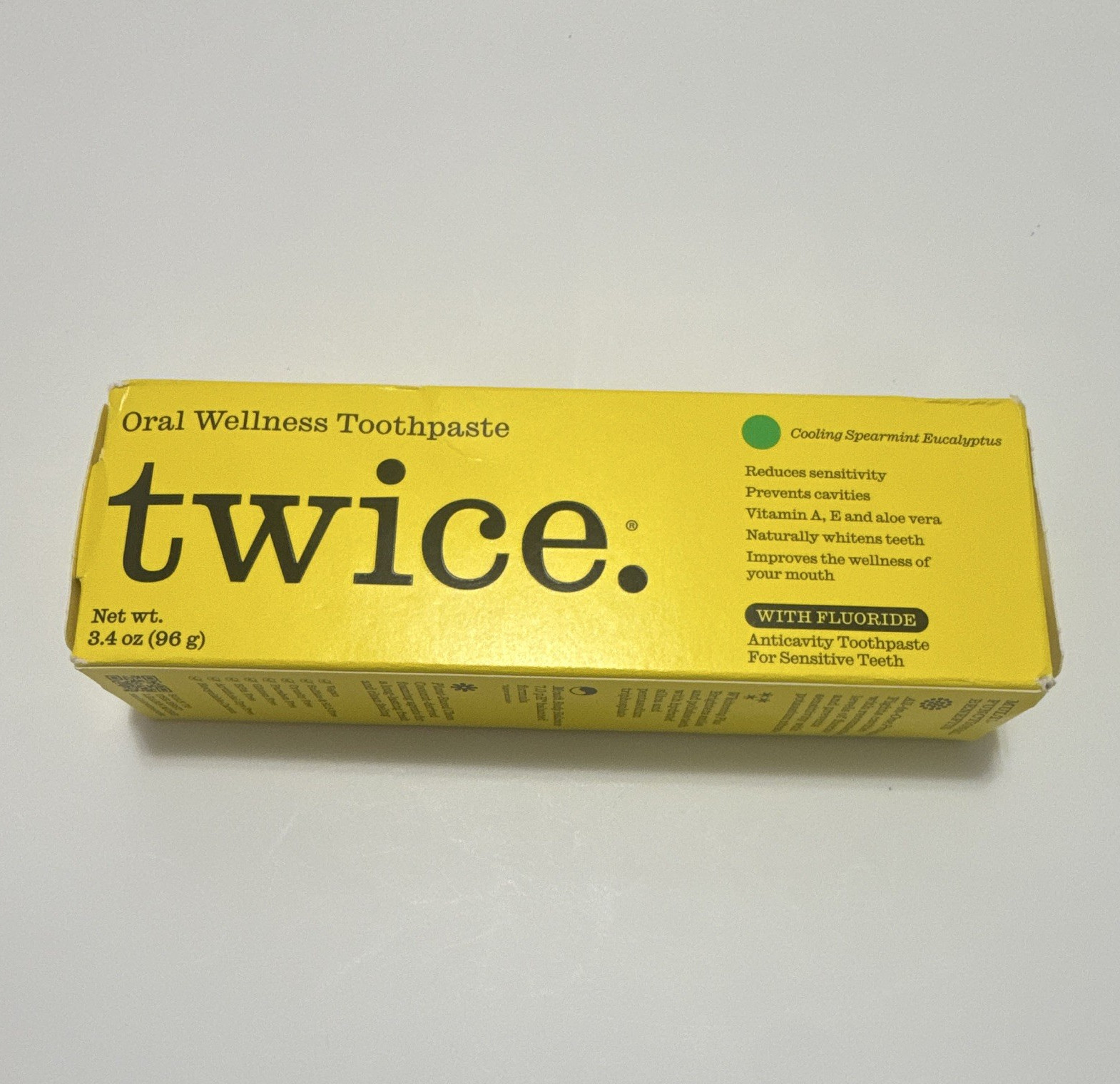 Twice Fluoride Toothpaste Cooling Spearmint Eucalyptus 3.4oz Sensitive Teeth