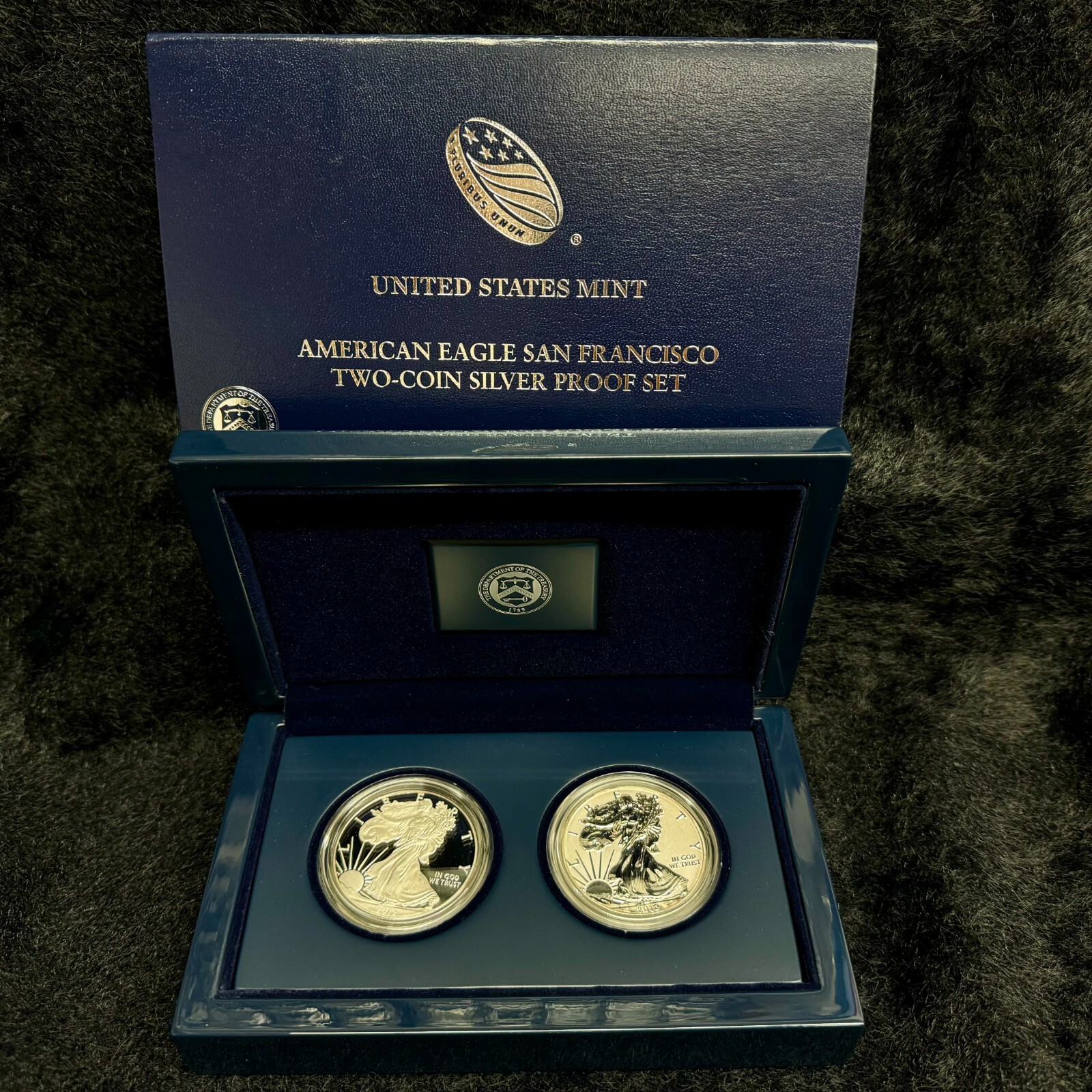 2012 - AMERICAN EAGLE SAN FRANCISCO TWO-COIN SILVER PROOF SET / BOX + COA