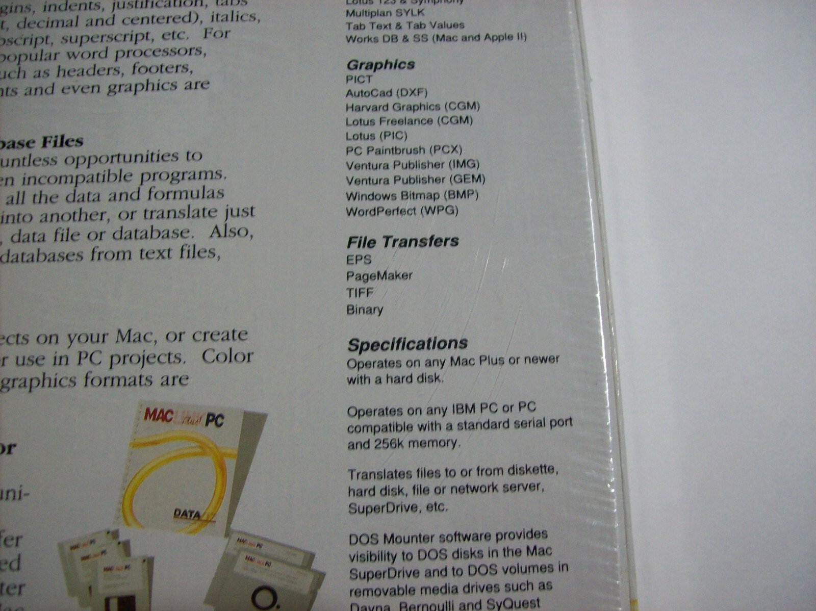 Mac Link Plus PC Version 6: Mac and PC File Exchange Software, NEW OLD STOCK