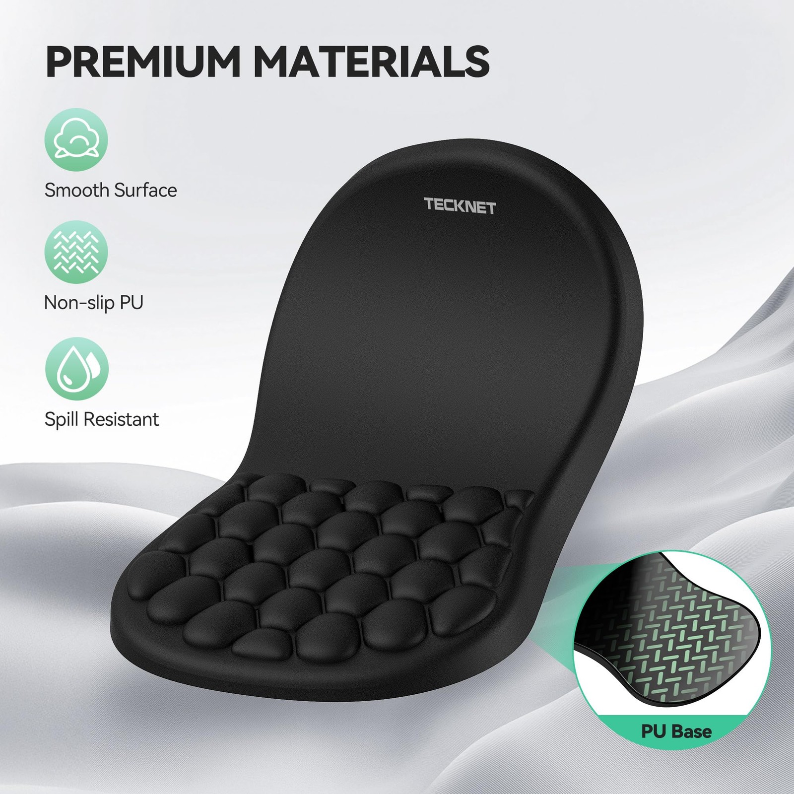 TECKNET Ergonomic Mouse Pad with Wrist Rest, Soft, 12x8 inch, NEW
