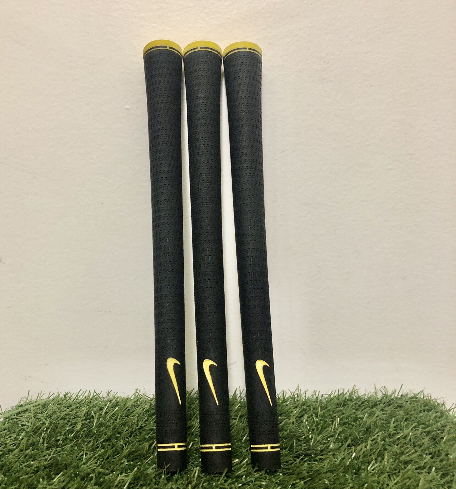 Set of 3 Nike Golf Grip .62 Round Standard Size Yellow Cap - Black