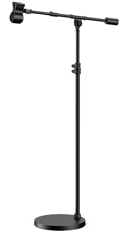 Soporte de Micrófono con Brazo Desmontable Base Pesada Altura 82,3" Ajustable