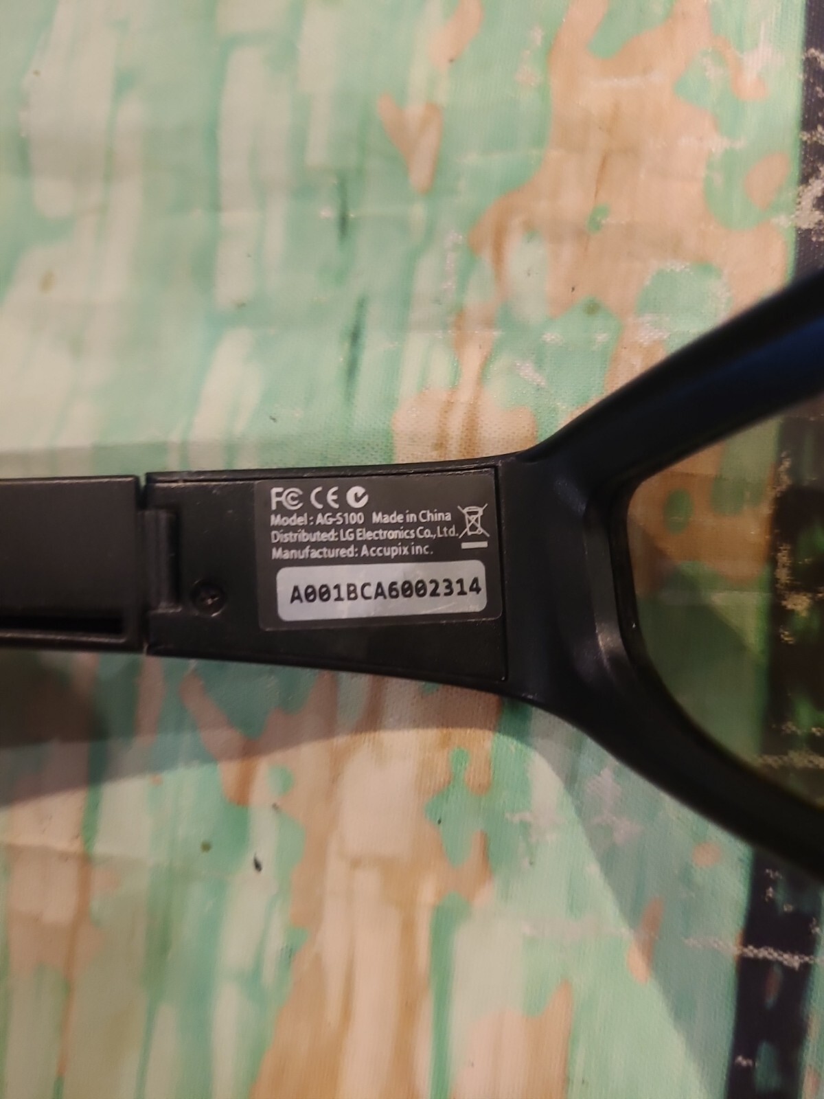 LG 3D Glasses AG-S110 AGS110 3D Active Shutter Glasses USB Missing Untested