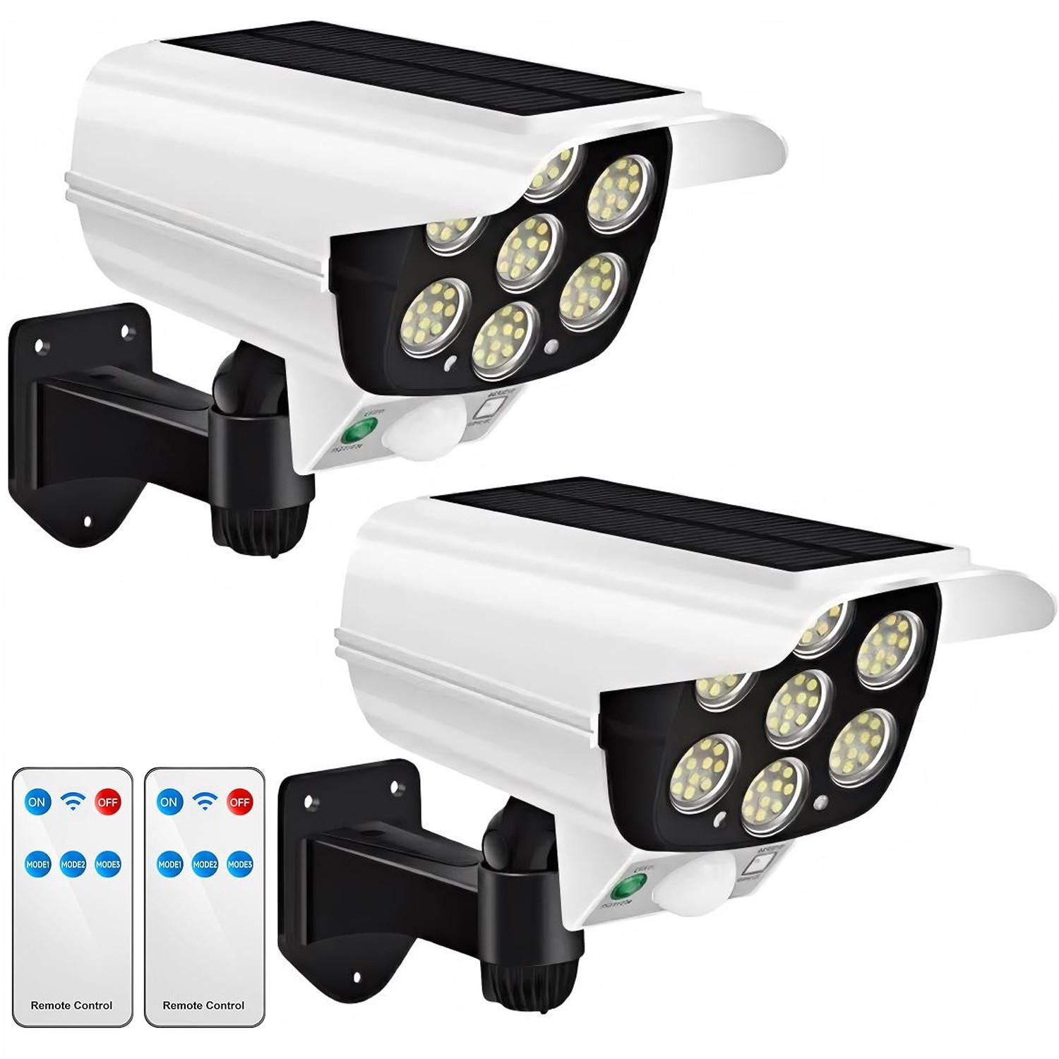 2x 77 LED Solar PIR Motion Sensor Wall Light Outdoor Garden Security Flood Lamps