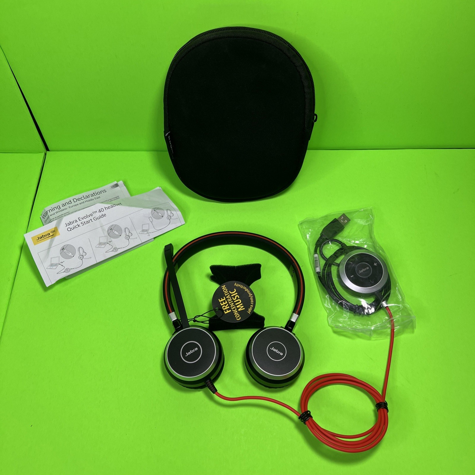 Jabra Evolve 40 MS Stereo Wired USB Headset HSC017 ENC010 - NEVER USED -SAME DAY