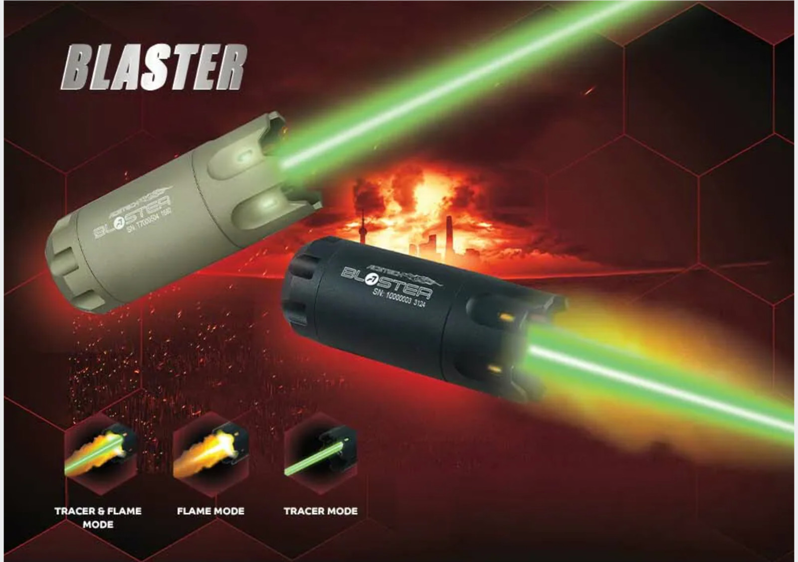BLASTER Muzzle flash Airsoft Tracer unit AceTech USB Type C LED charge cable inc
