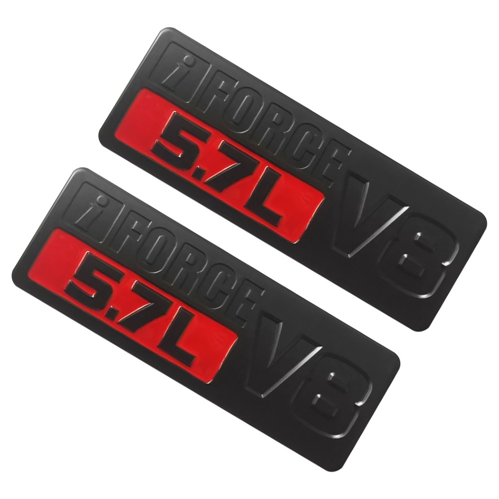 2Pcs For Tundra 2014-21 3D Badge Nameplate Red Black Door 5.7L I Force V8 Emblem