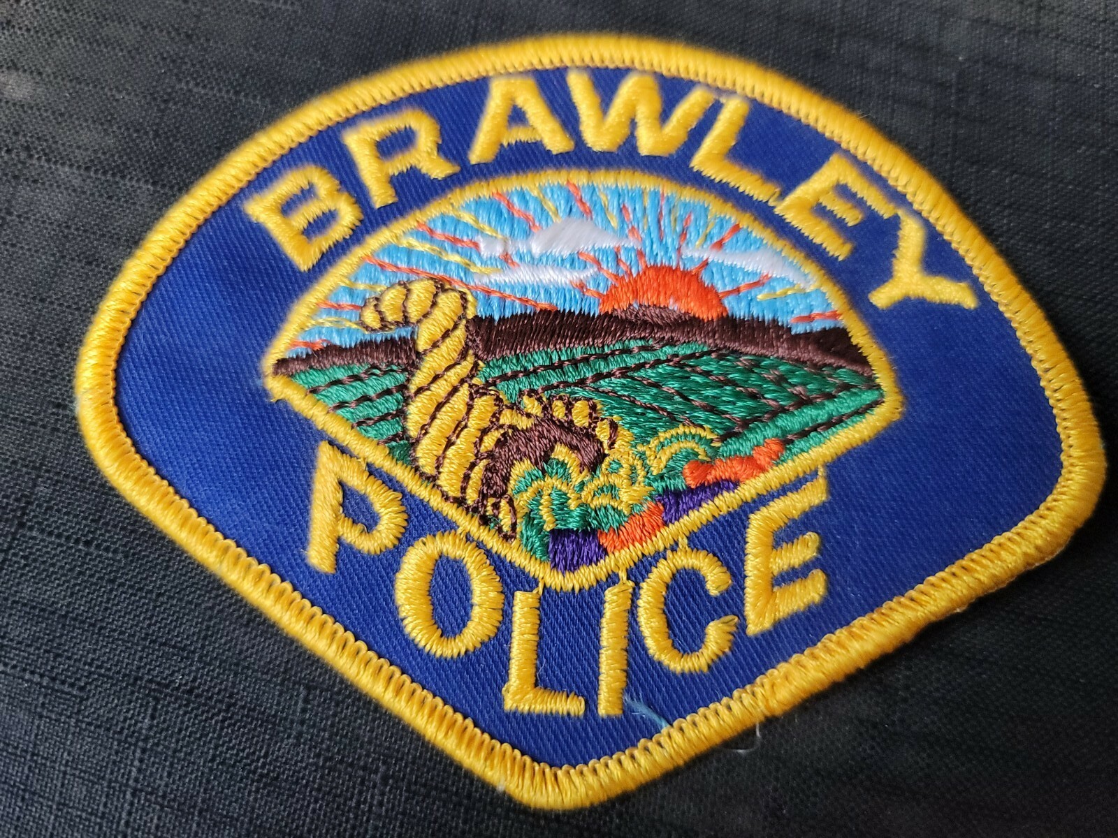 Old Style BRAWLEY, CALIFORNIA U.S.-Made POLICE Patch on Cheese Cloth