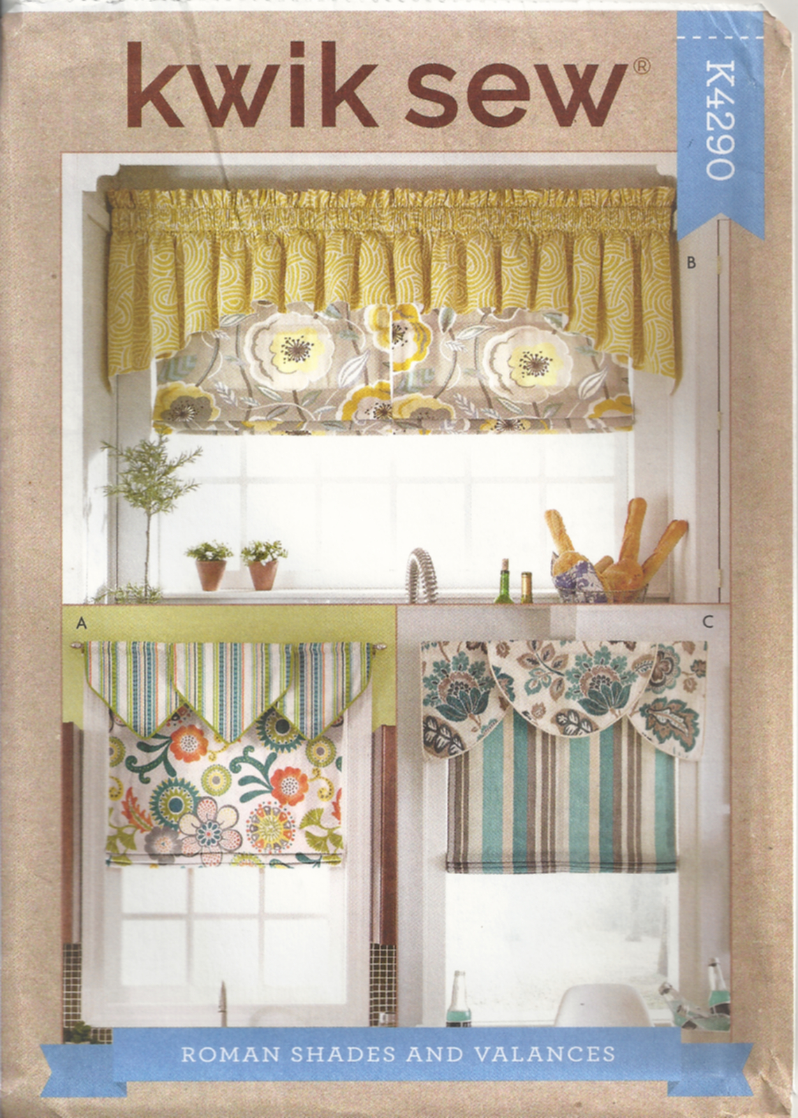 KWIK SEW K4290 ROMAN SHADES & VALANCES SEWING PATTERN ©2020