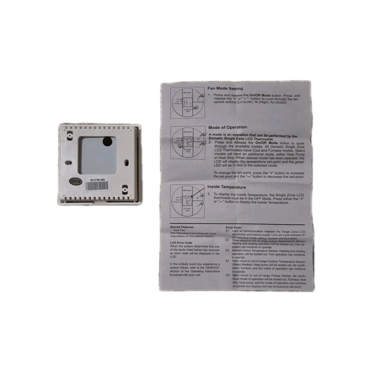 Domestic Single Zone Thermostat RV Heating Cooling Systems
