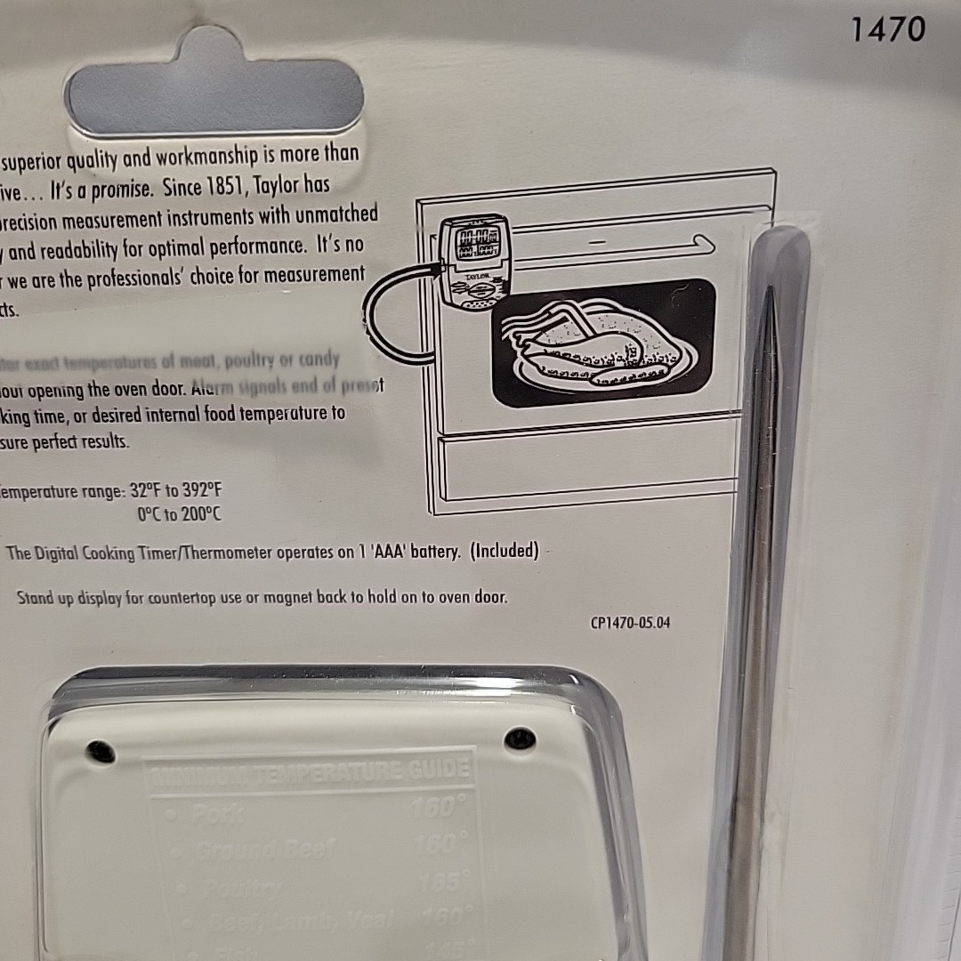 Taylor 1470 Digital Cooking Thermometer w/ Probe & Timer NEW 2004 Sealed
