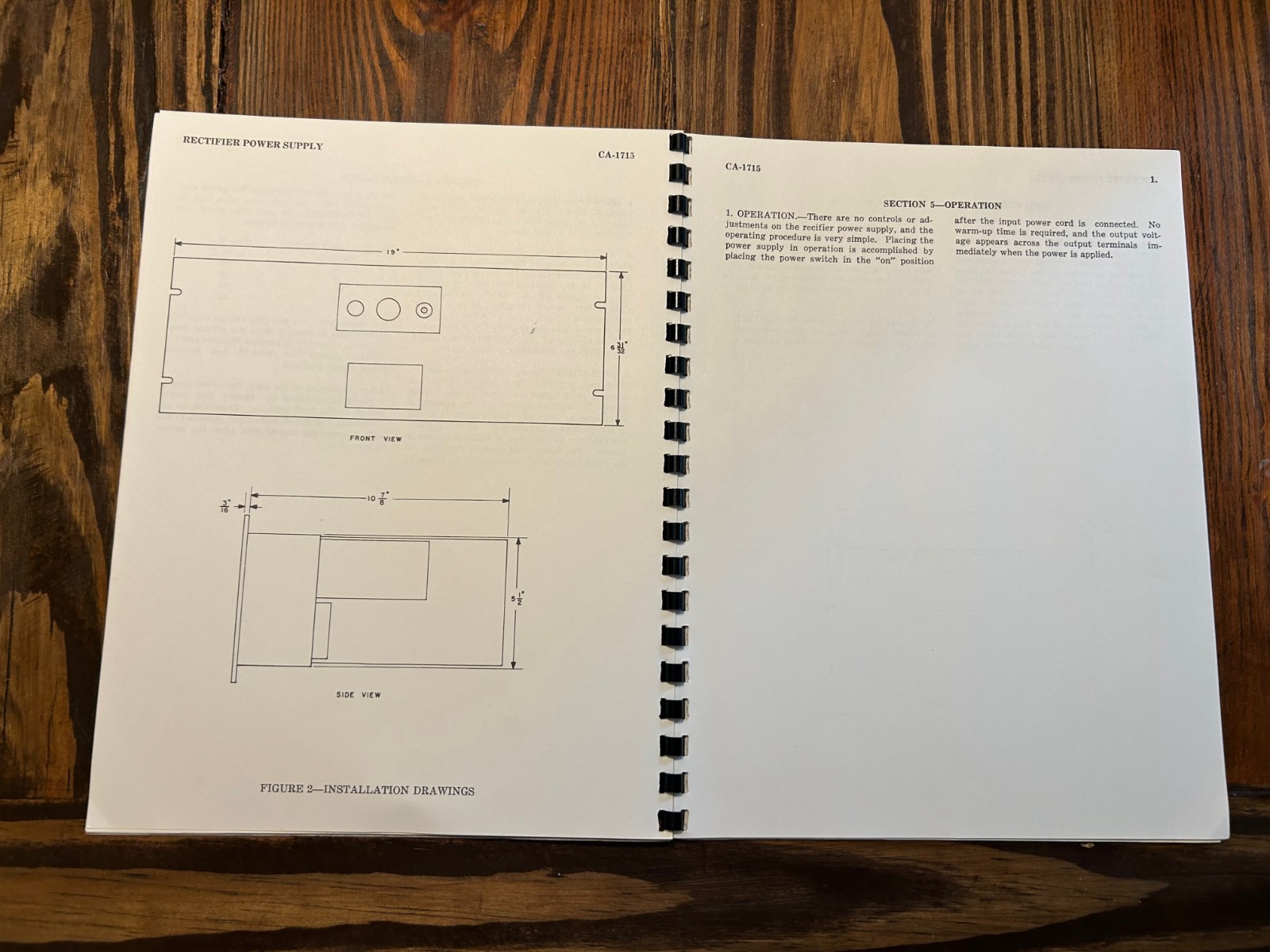 1958 Instruction Book for Rectifier Power Supply Type CA-1715 Maxwell Electronic