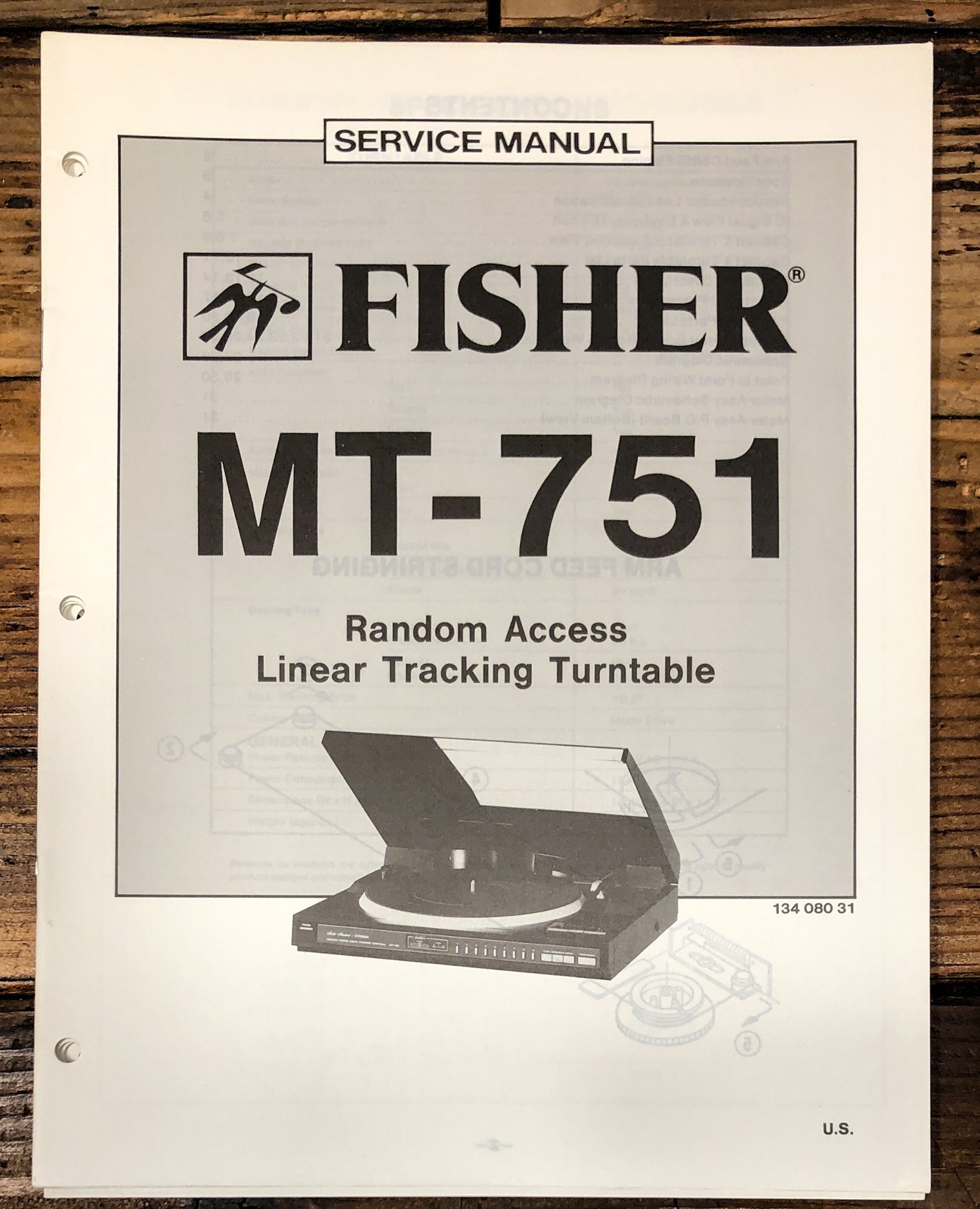 Fisher MT-751 Record Player / Turntable Service Manual *Original*