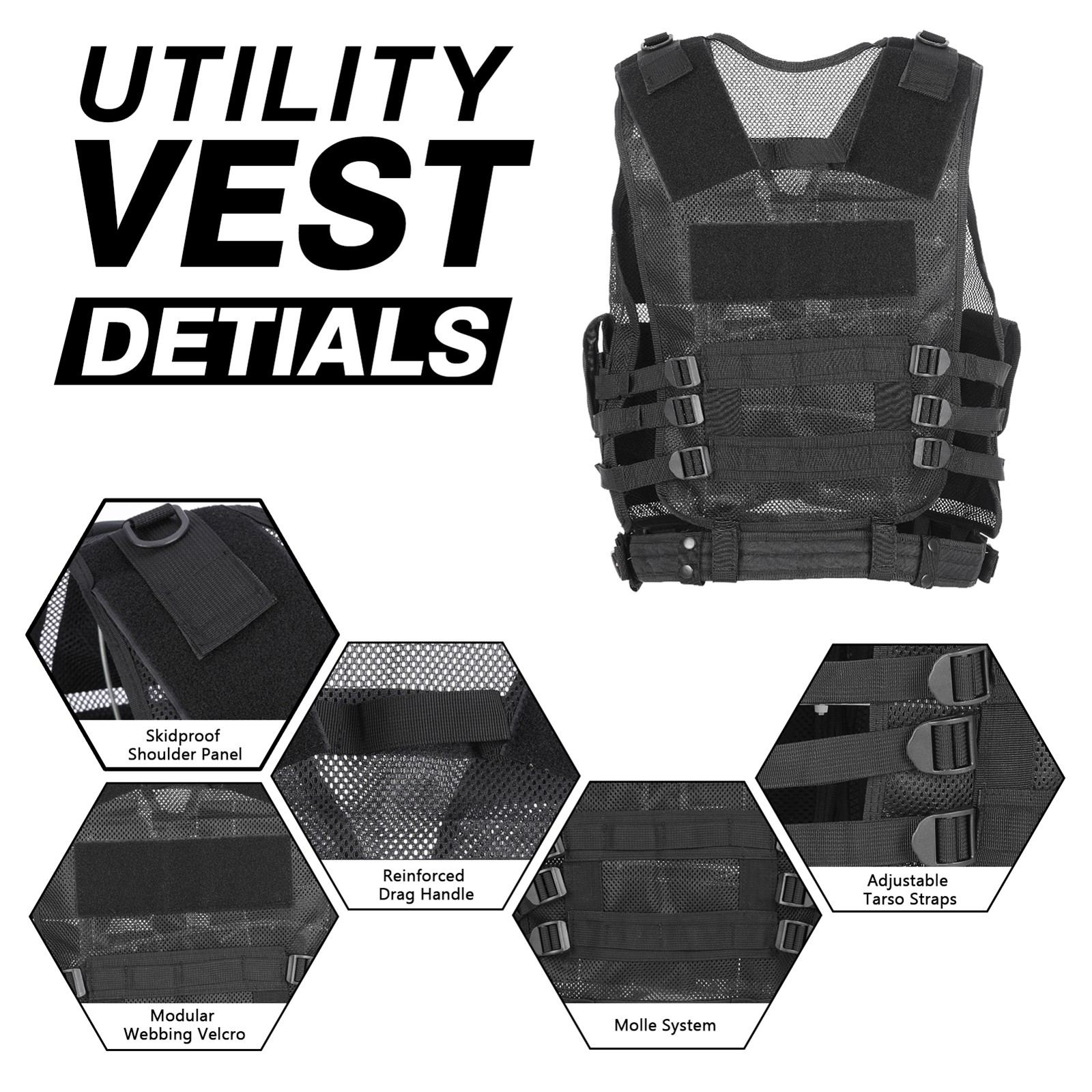 Tactical Airsoft Vest Adjustable Paintball Combat Vest Outdoor Training Vest QPR