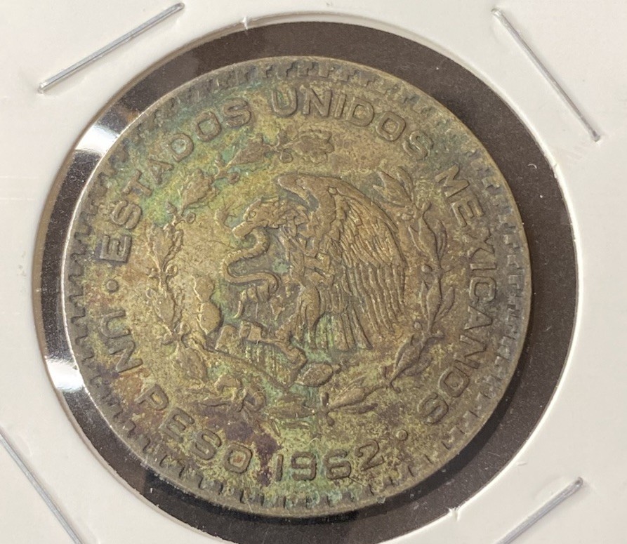 1962 Mexico Un Peso 0.1000 Silver ASW 0.0514 Oz Coin Free Shipping