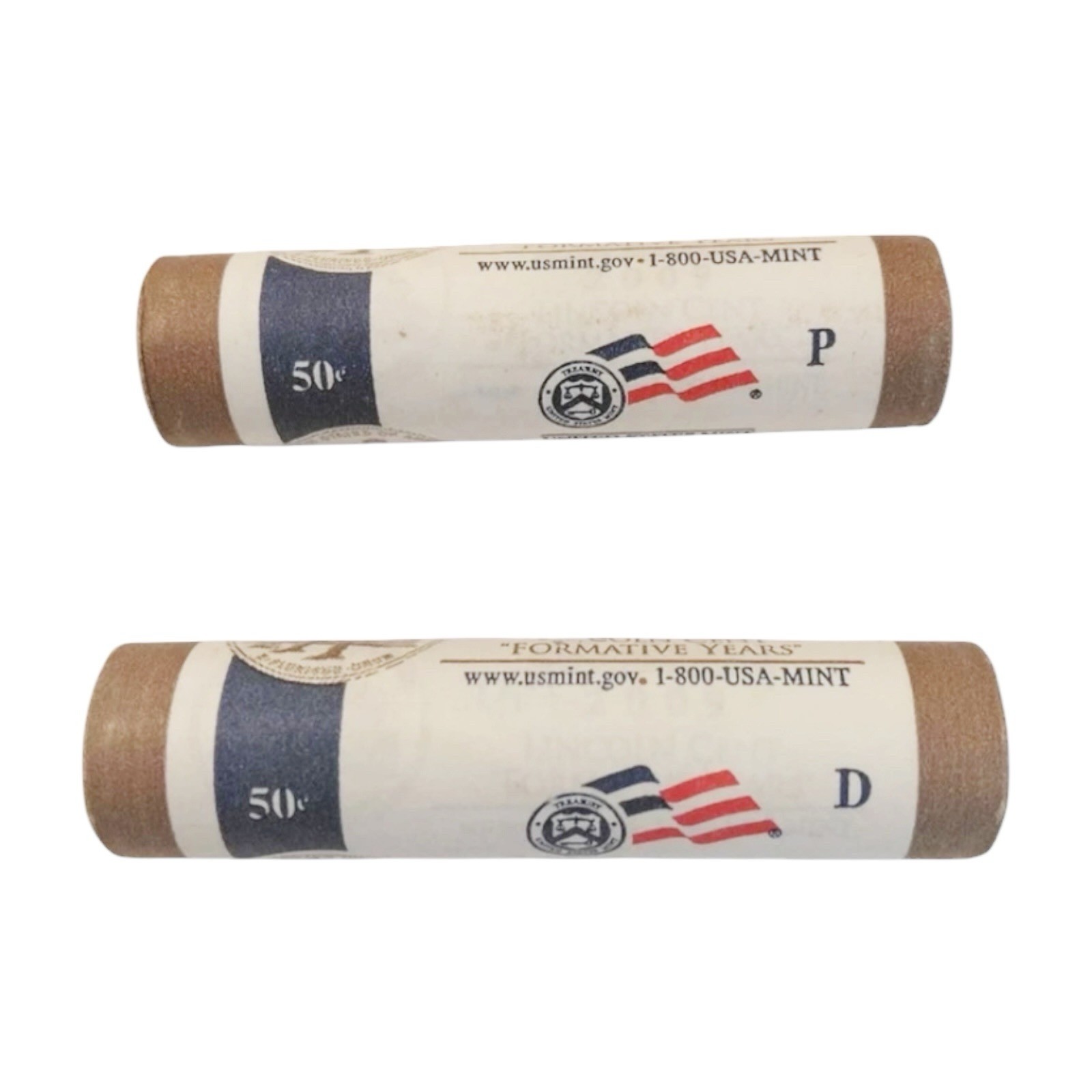 2009 P/D Lincoln Penny Formative Years 50c Coin Rolls