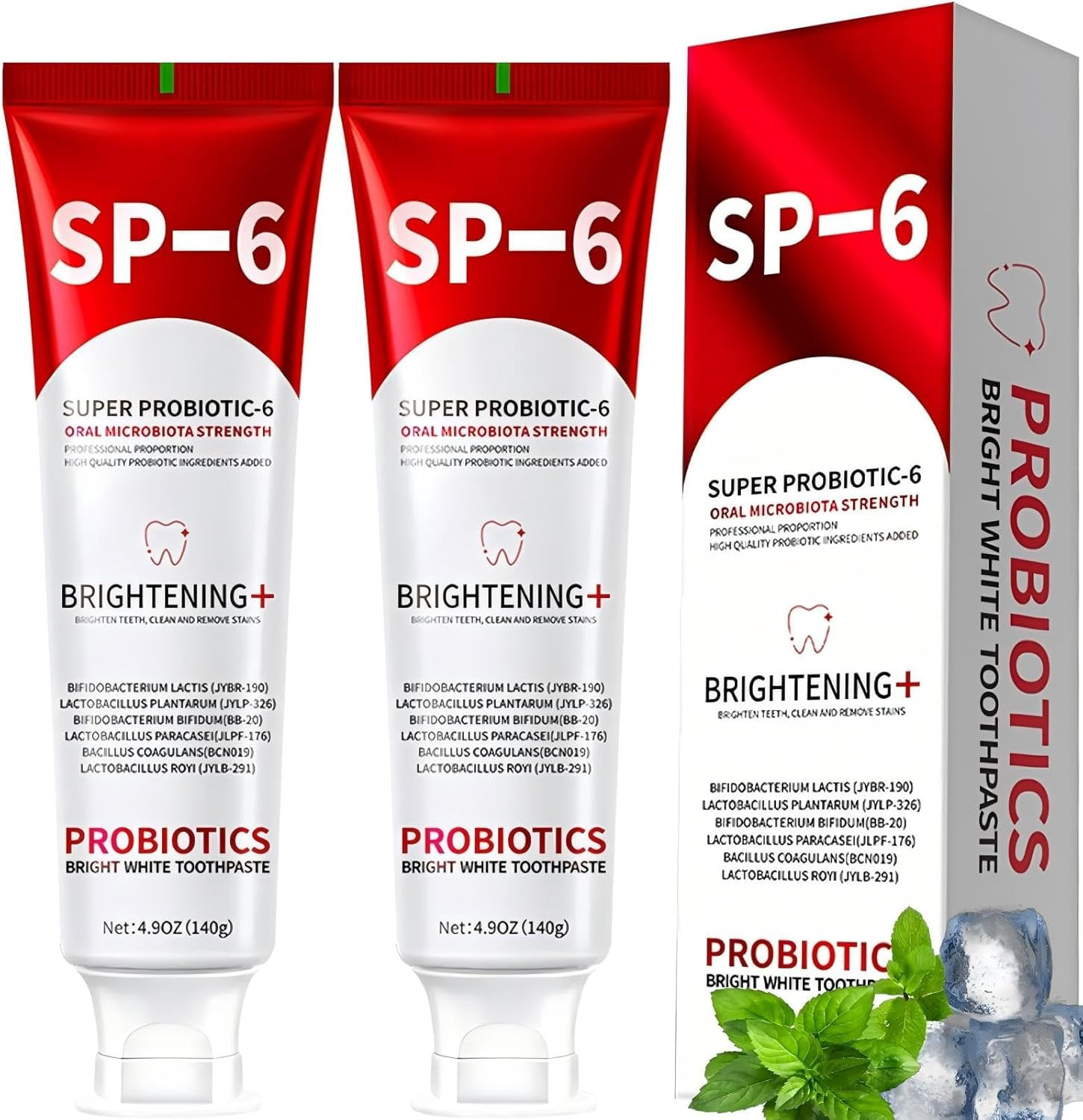2 Pack Fluoride Free Whitening Toothpaste Mint Fresh Breath Oral Care Formula