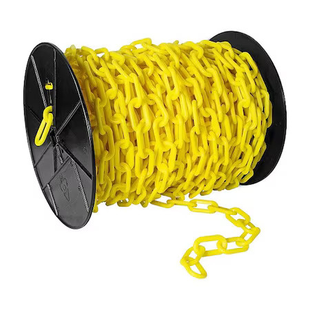 Zoro Select 33Hg06 Plastic Chain, Yellow, Outdoor Or Indoor, 2 In X 125 Ft,,
