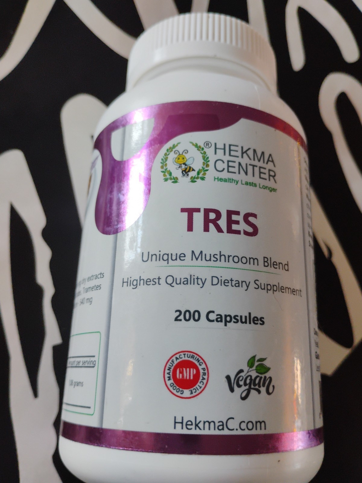 Hekma Center, Tres Unique Mushroom Blend Dietary Supplement 200 Caps New Sealed