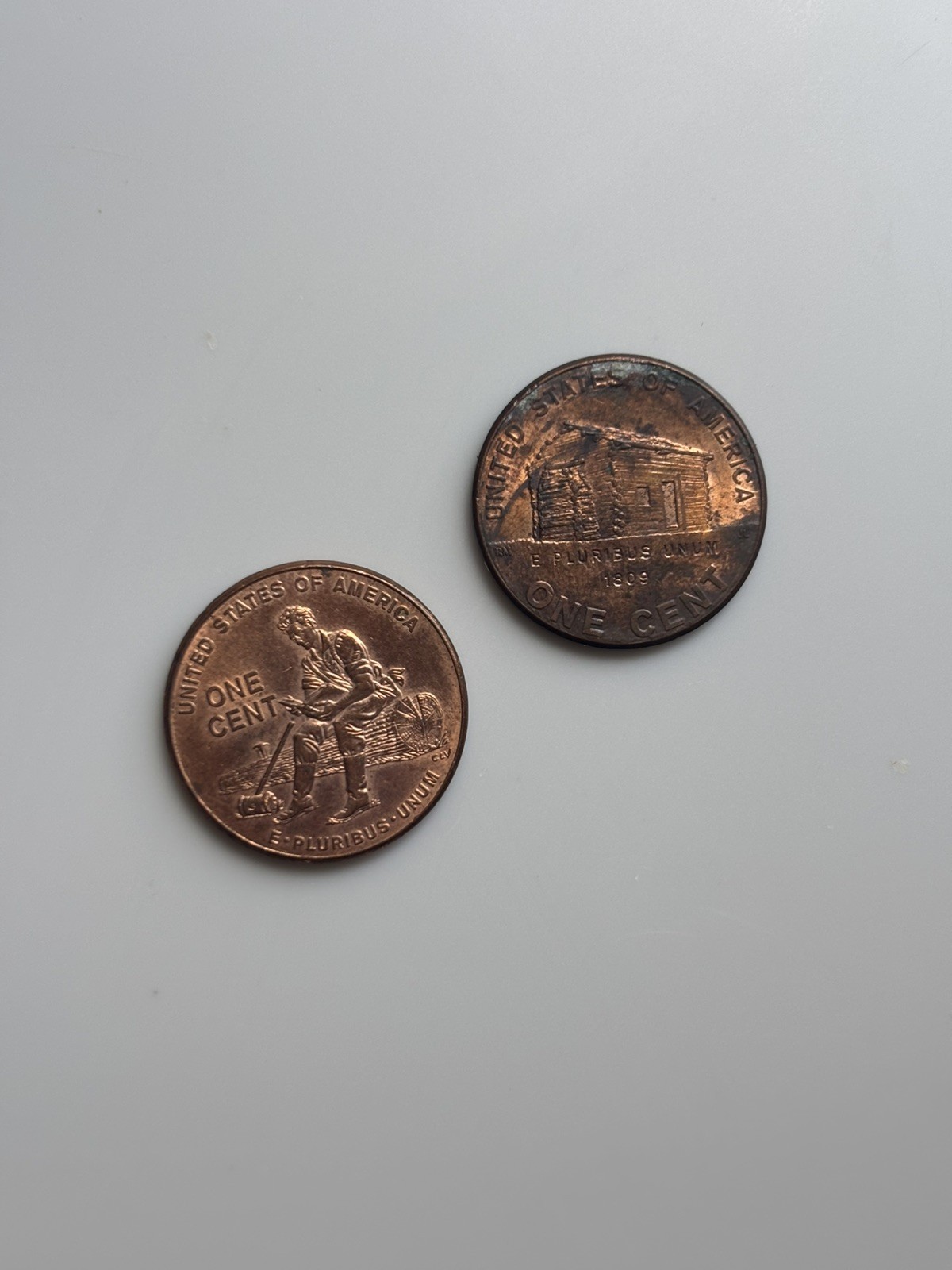LOT - 2009 lincoln pennies, Abe sitting on a log:No mint, Log Cabin Mint D