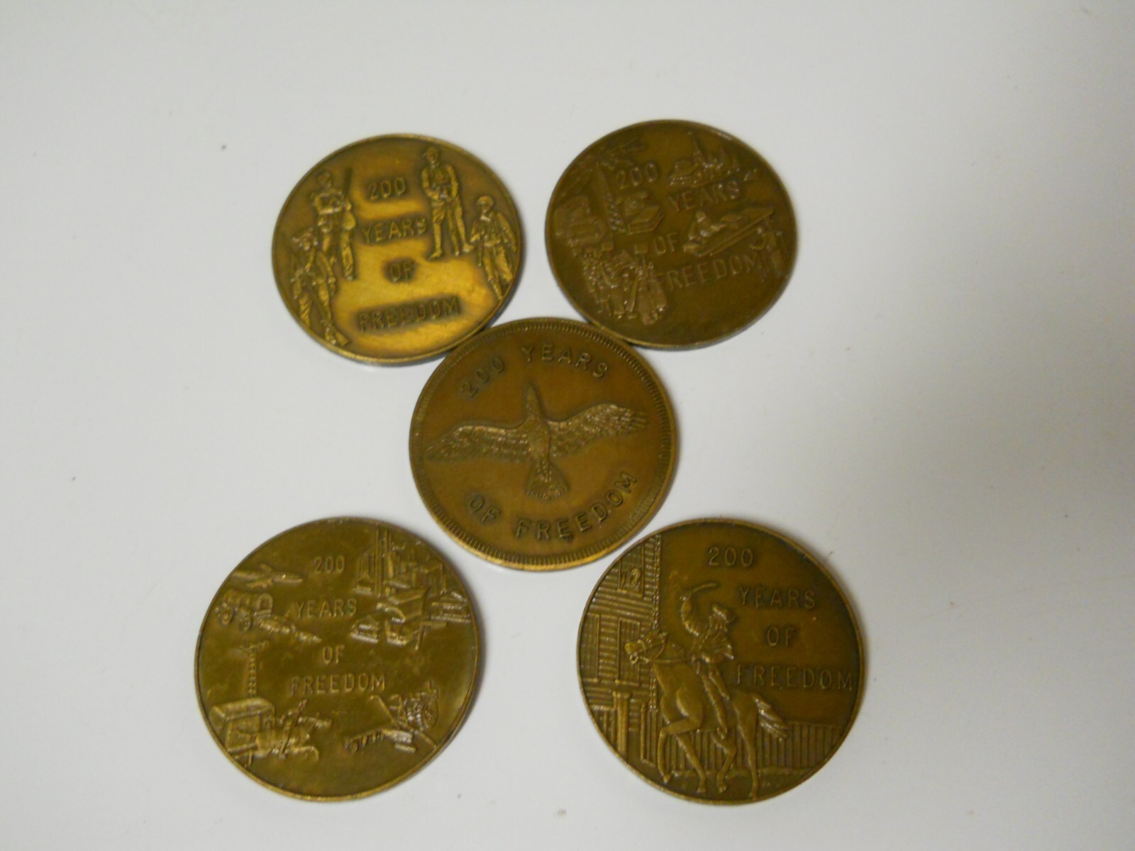 x5 NASA Bicentennial Brass Dual Challenge Coins 1776-1976 200 Years of Freedom