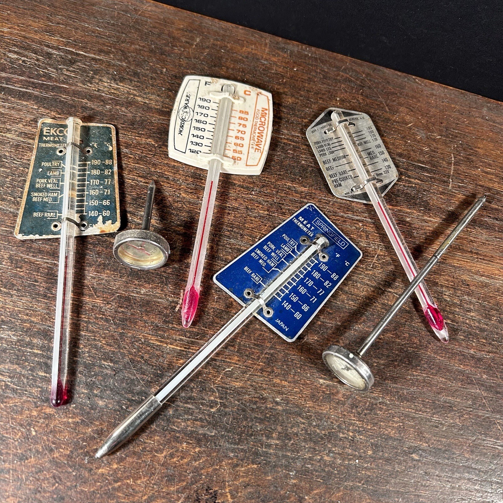 Vintage Thermometer Lot (6) Roast Meat Poultry USA Collection Kitchen Decor