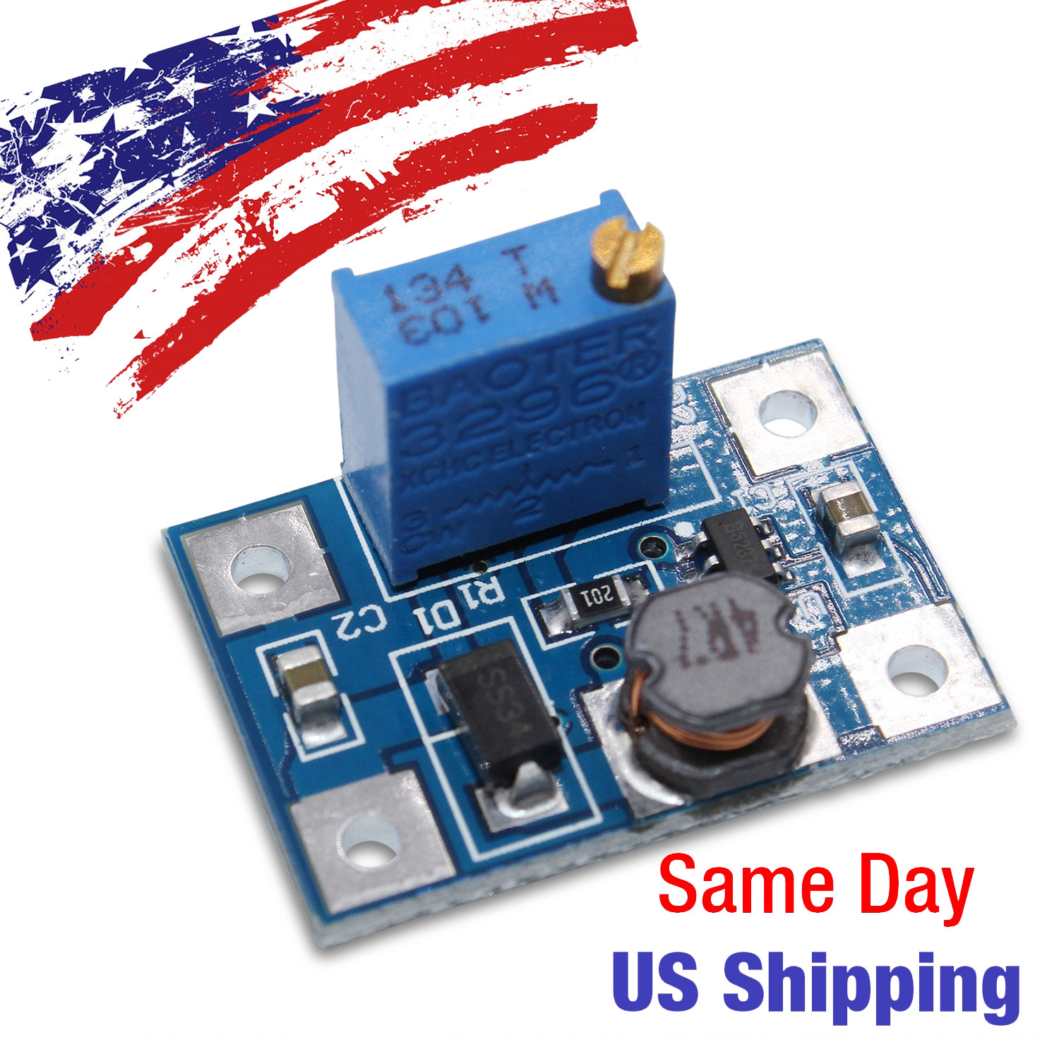 SX1308 Adjustable 2A DC Step-Up Power Supply Module - 2-24V In, 2-28V Out - USA!