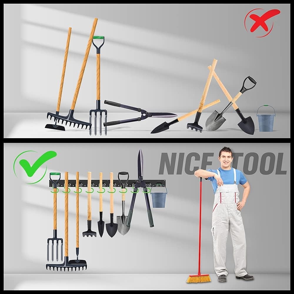 SWANLAKE Plastic 64 Inch Adjustable Storage System, Wall Mounted Hooks Black