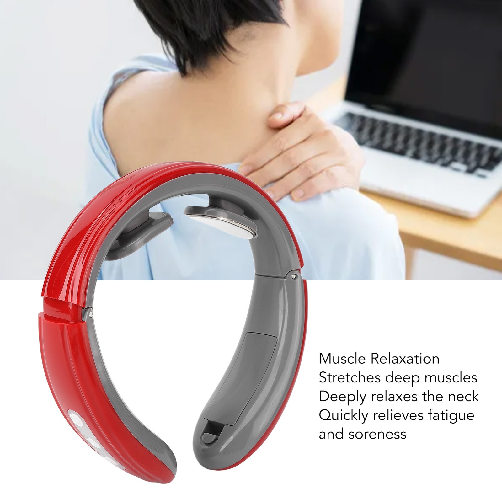 Red Heating Pulse Neck Massager 6 Modes 9 Strength Reduce Fatigue WT