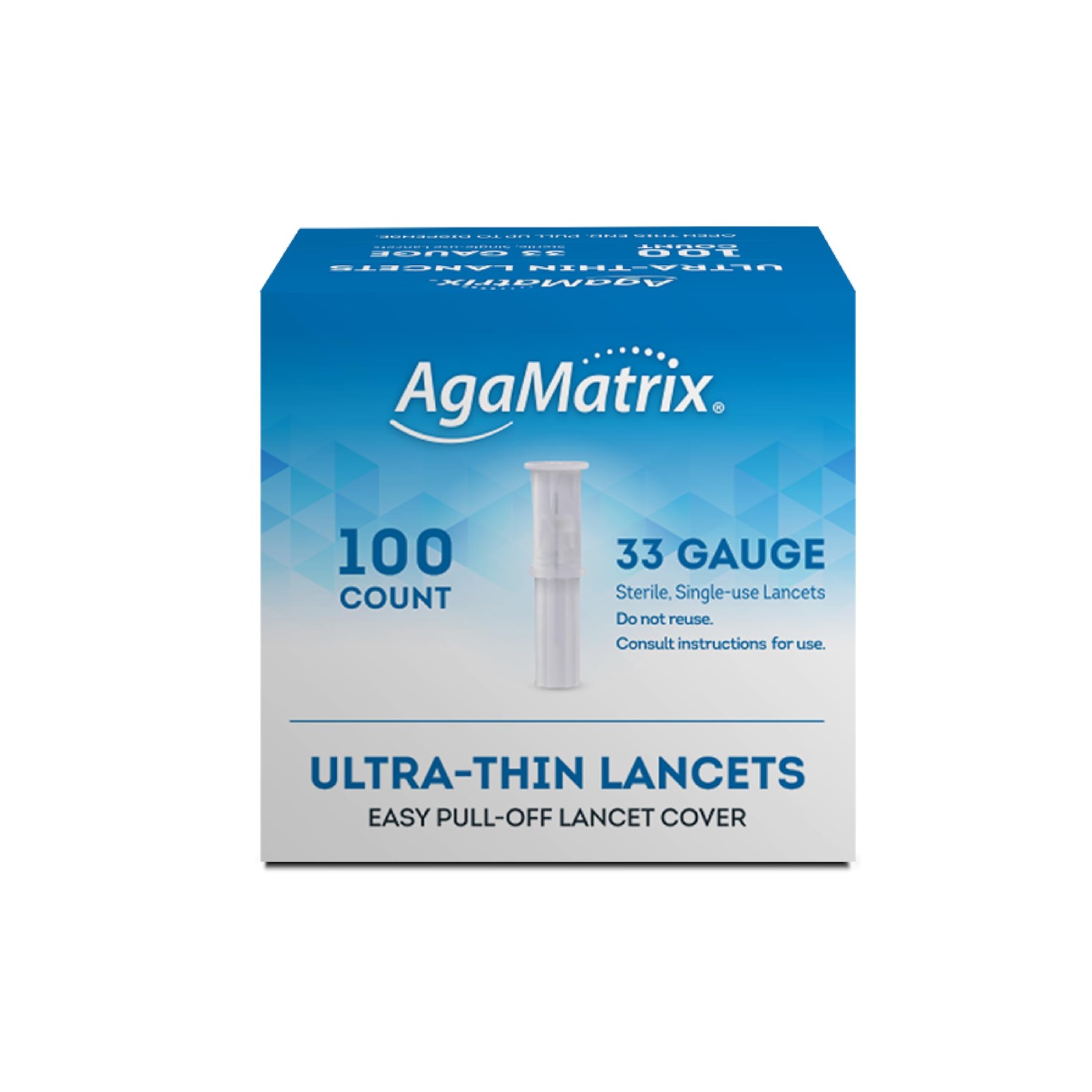 AgaMatrix Lancets, 33 Gauge, 100 Count Box 100 (Pack of 1), White