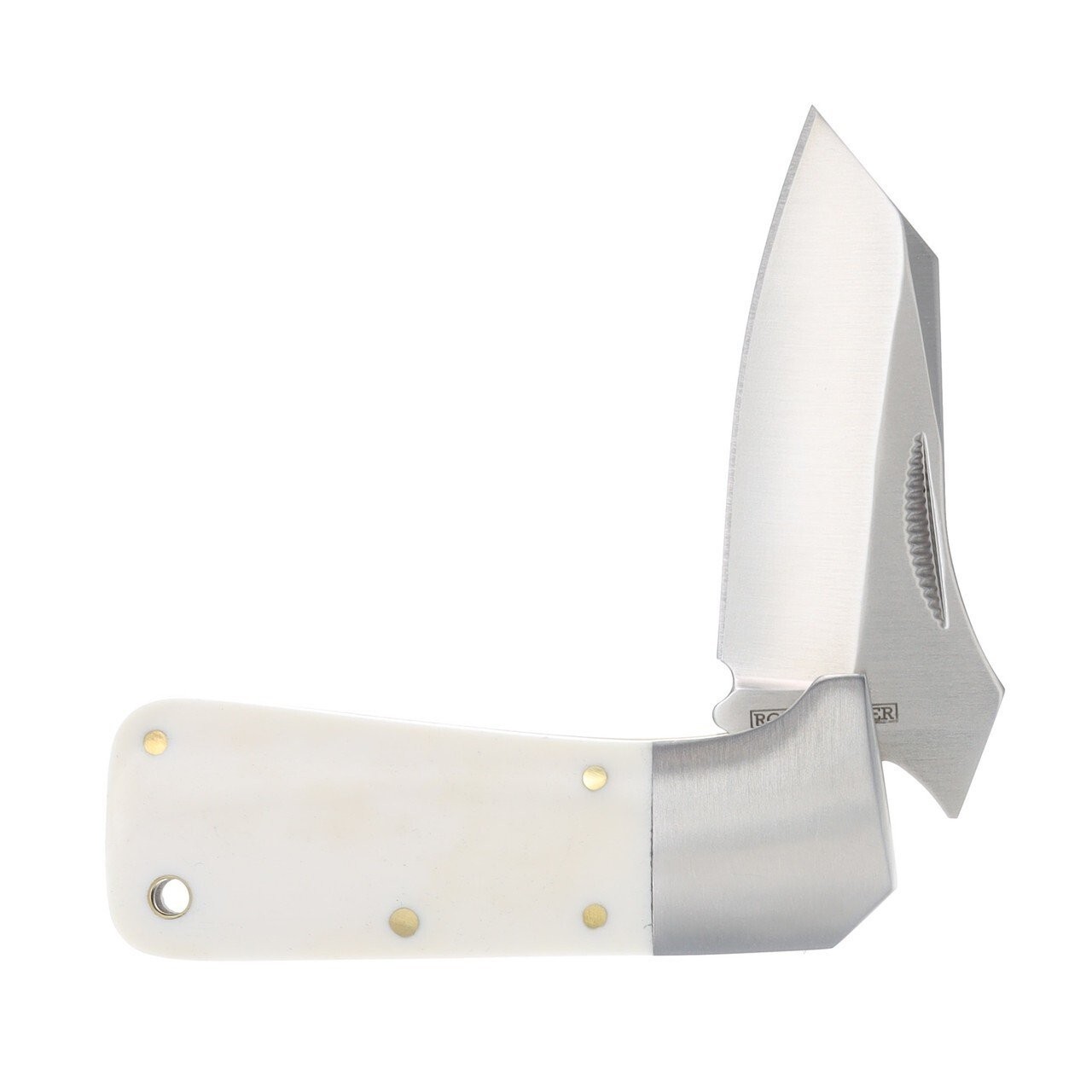 Rough Ryder Winter Pocket Knife Steel Blade White Smooth Handle - RR2554 TR6456