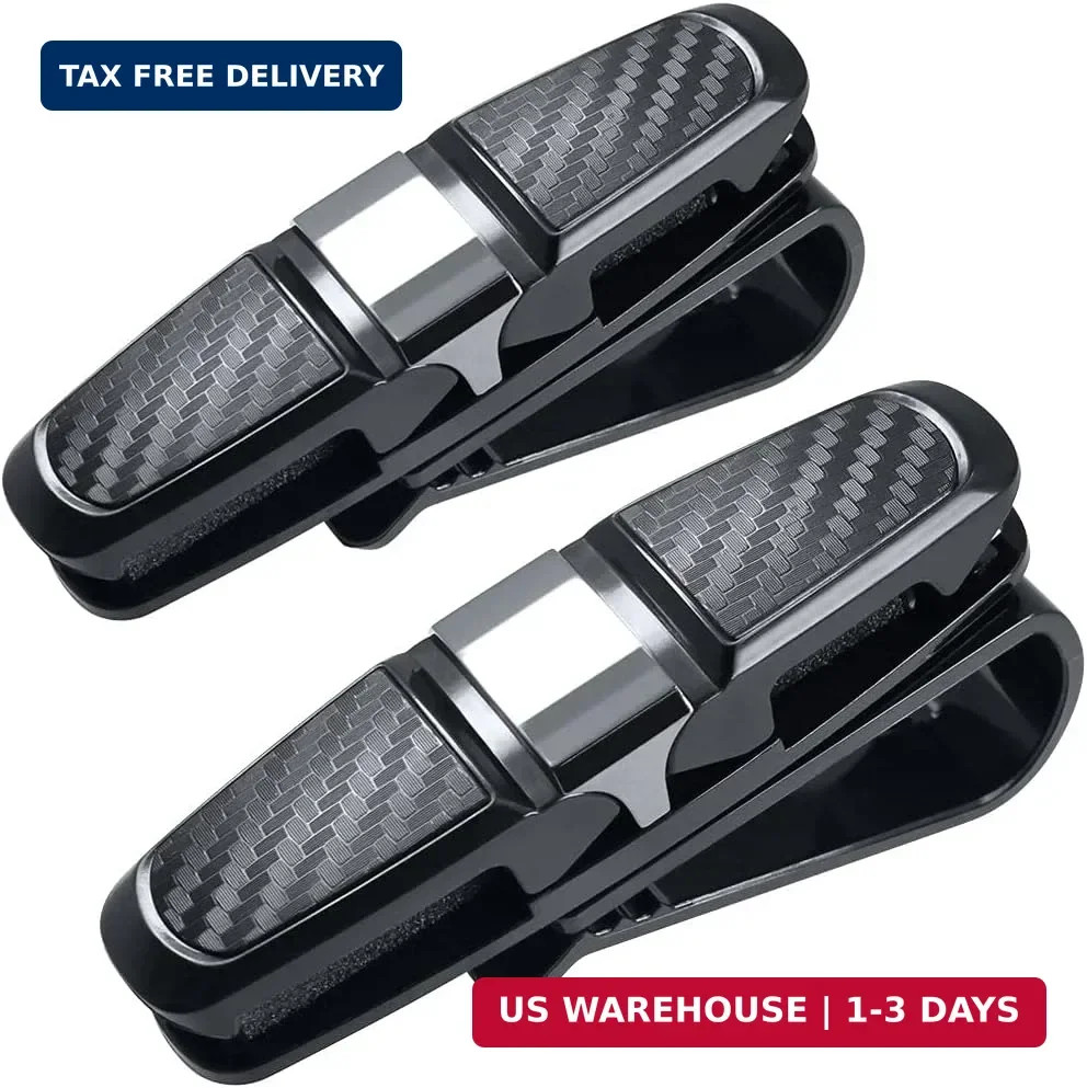 FineGood 2 Pack Glasses Holders for Car Sun Visor, Sunglasses Eyeglasses Mount w