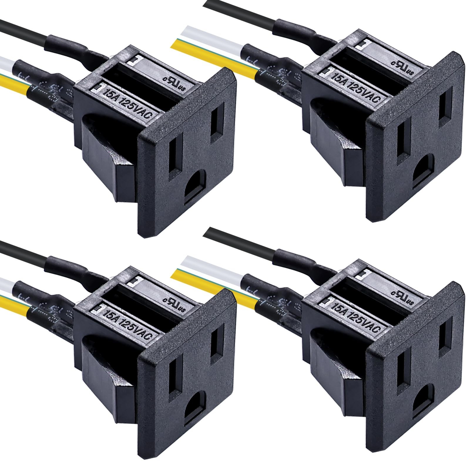 4Pcs US Power Socket Plug Panel 3 Pins 15A 125V AC Panel Mount Outlet Industr...