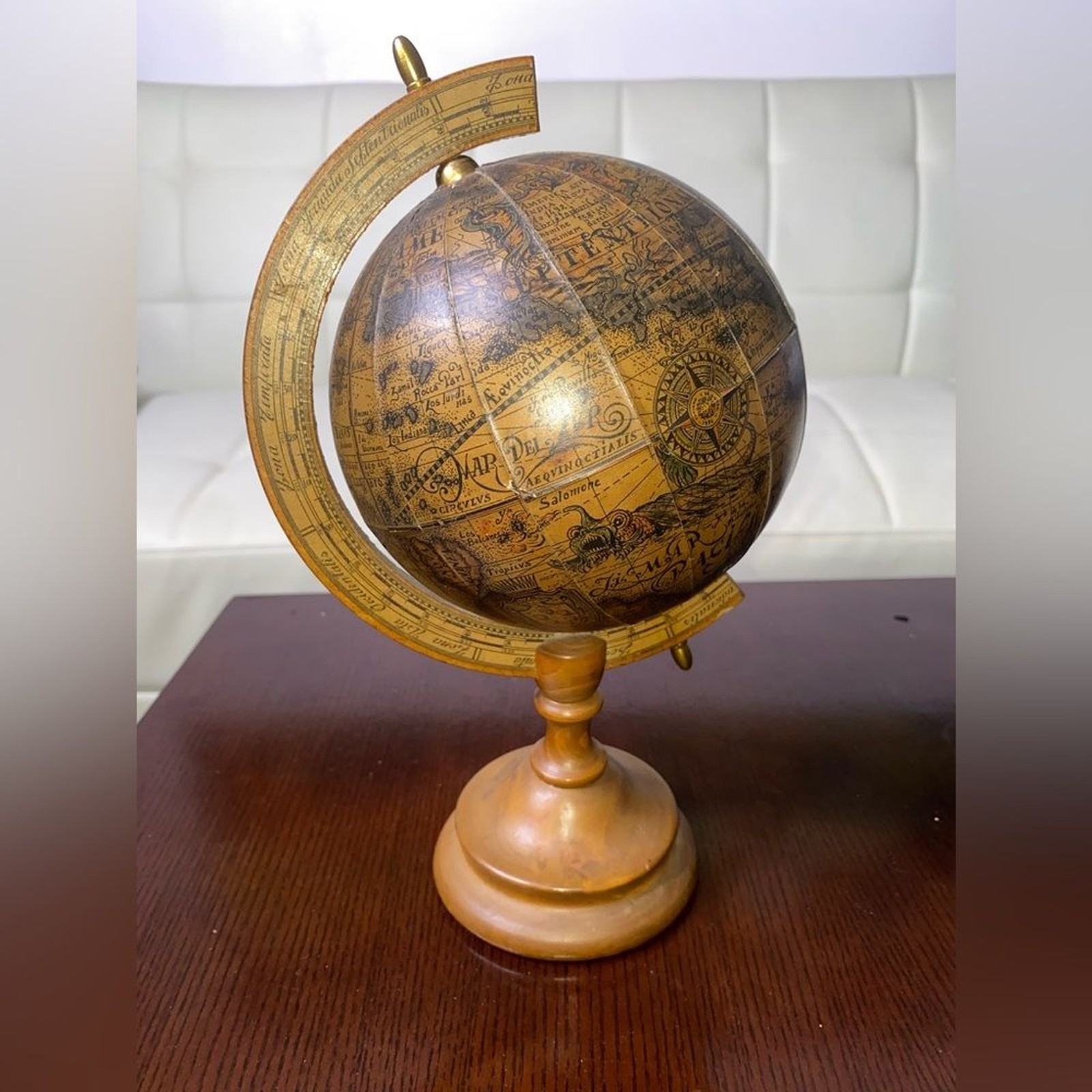 Antique Style Old World Globe Twirls on Wooden Stand