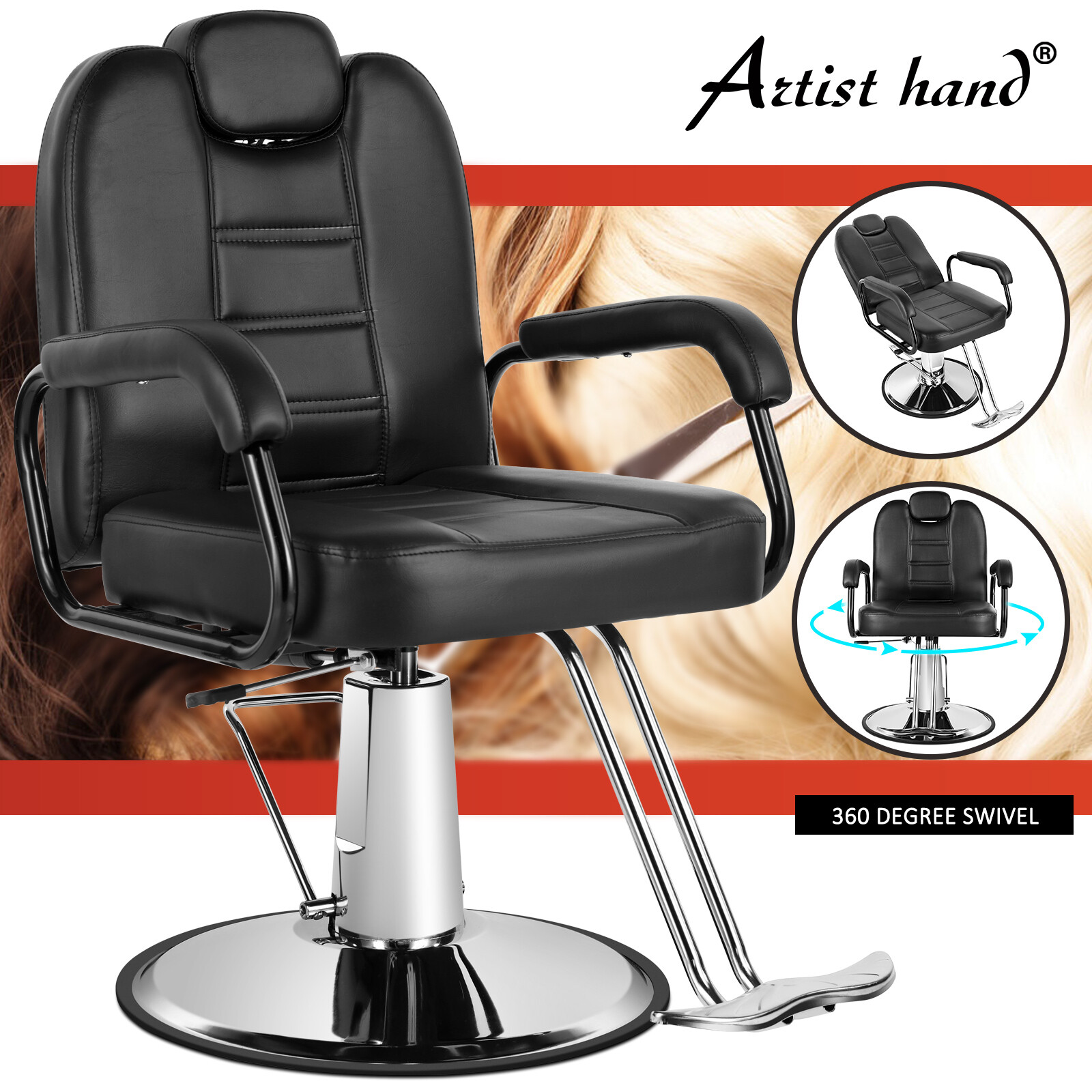 Hydraulic Reclining Barber Chair Hair Styling Salon Beauty Spa Shampoo Equipment